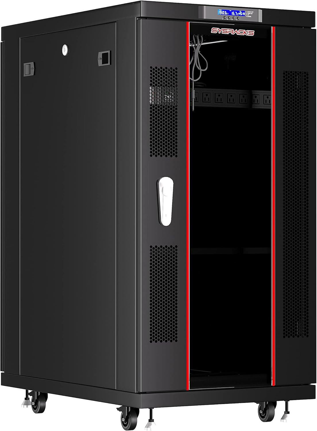 22U Server Rack Cabinet for Secure Data Storage and Cooling