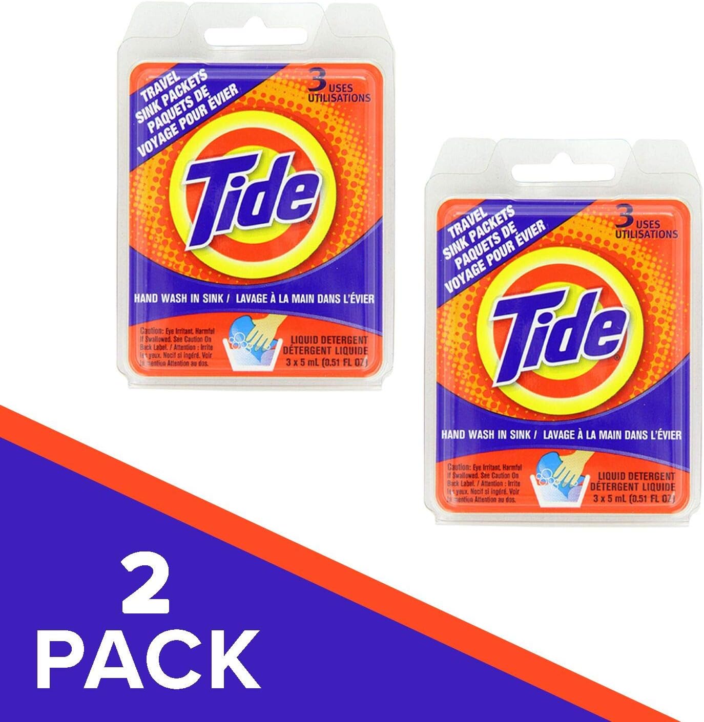 Tide Travel Sink Packets - Pack of 2, Laundry Detergent for On-the-Go Adventures