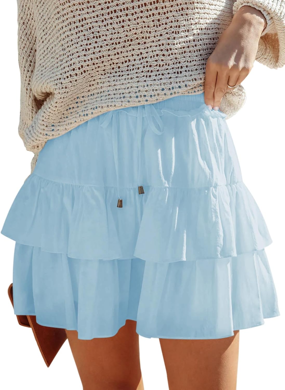 Flowy Shorts for Women Boho Ruffled Tiered Mini Skirts