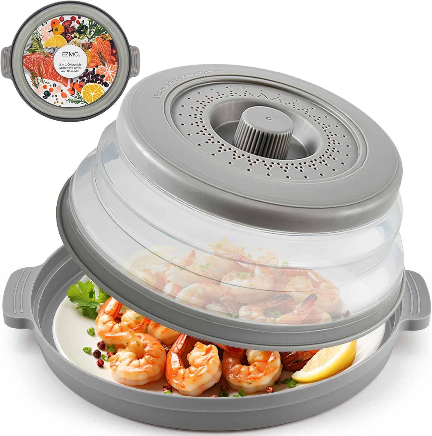 EZMO Microwave Splatter Guard - 2-in-1 Tray & Lid