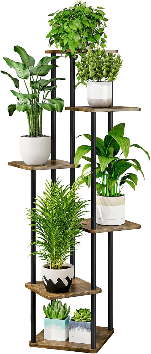 6 Tier Indoor Metal Plant Stand for Multiple Plants Display