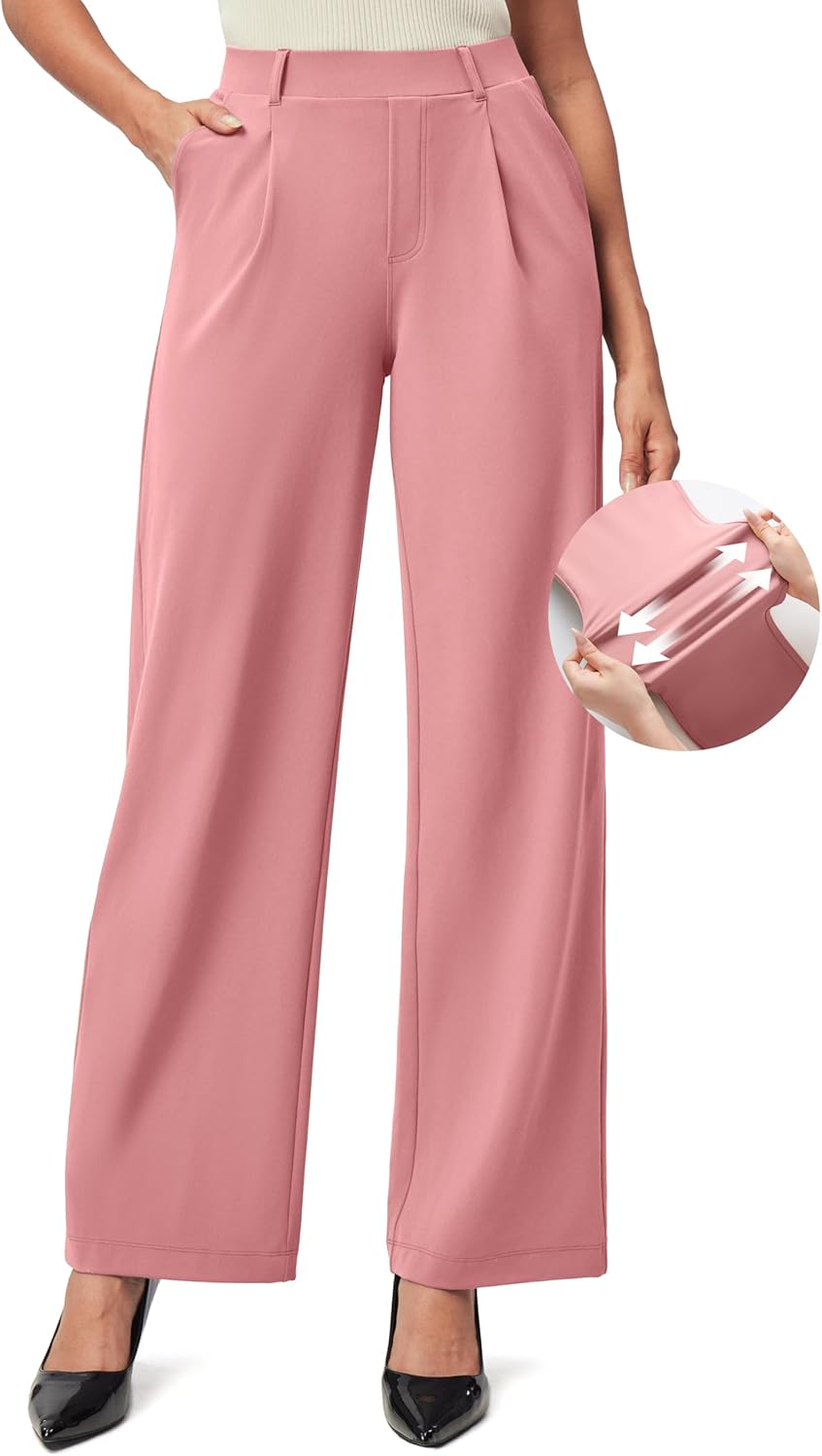 IUGA Womens Dress Pants Wide Leg Pull On Stretchy Work Pants