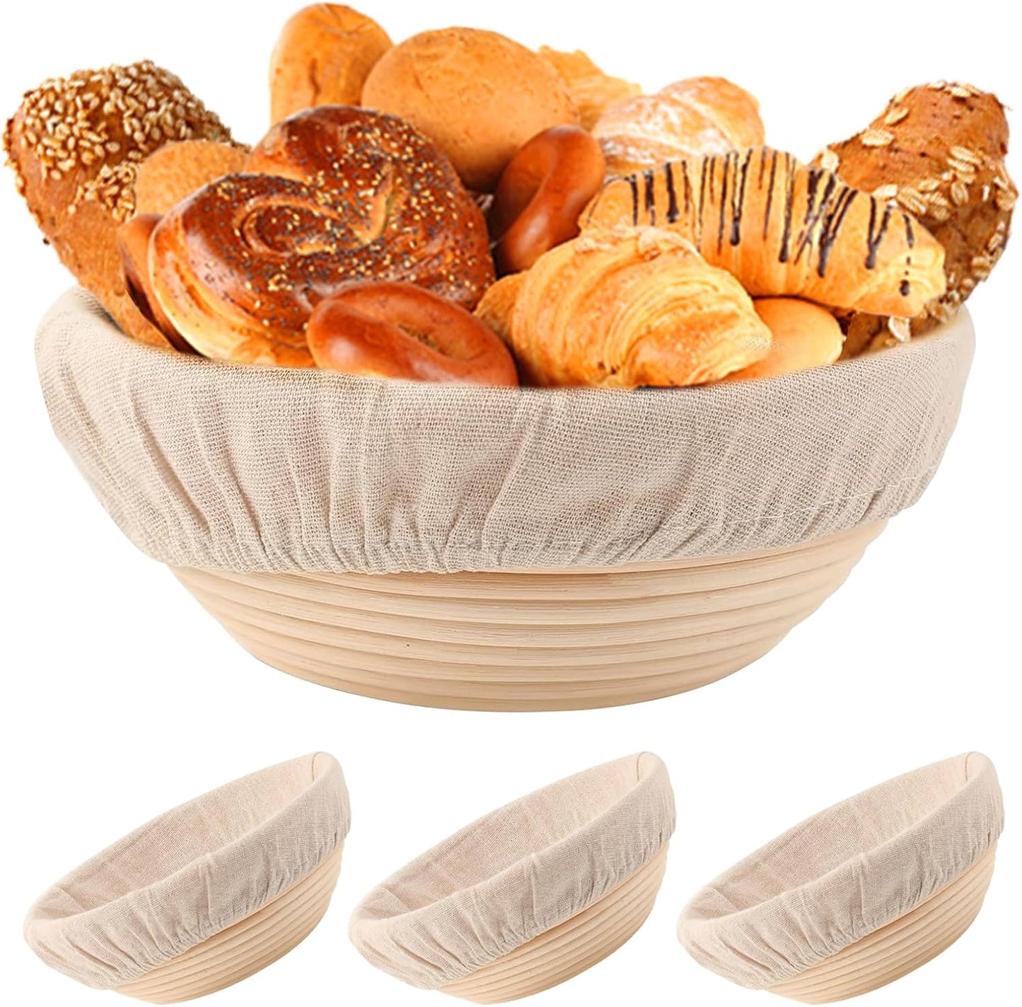 9 inch Round Banneton Bread Proofing Basket Set for Sourdough