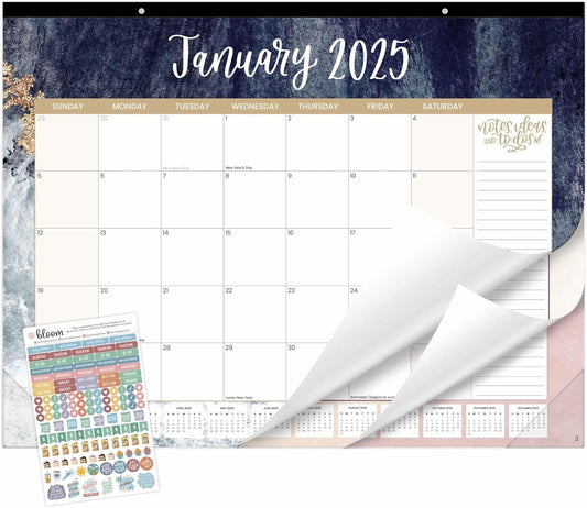 2025 Desk Calendar Large Monthly Pad - Watercolor Blooms