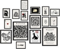 16 PCS Framed Black and White Wall Art Decor - Minimalist Gallery Kit