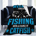 Weekend Forecast Fishing With A Chance of Catfish Throw Blanket - Cozy