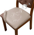 Waterproof PU Leather Seat Covers for Dining Chairs Set of 6 - Khaki