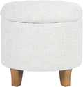 Upholstered Round Tufted Foot Rest Ottoman - Storage & Style