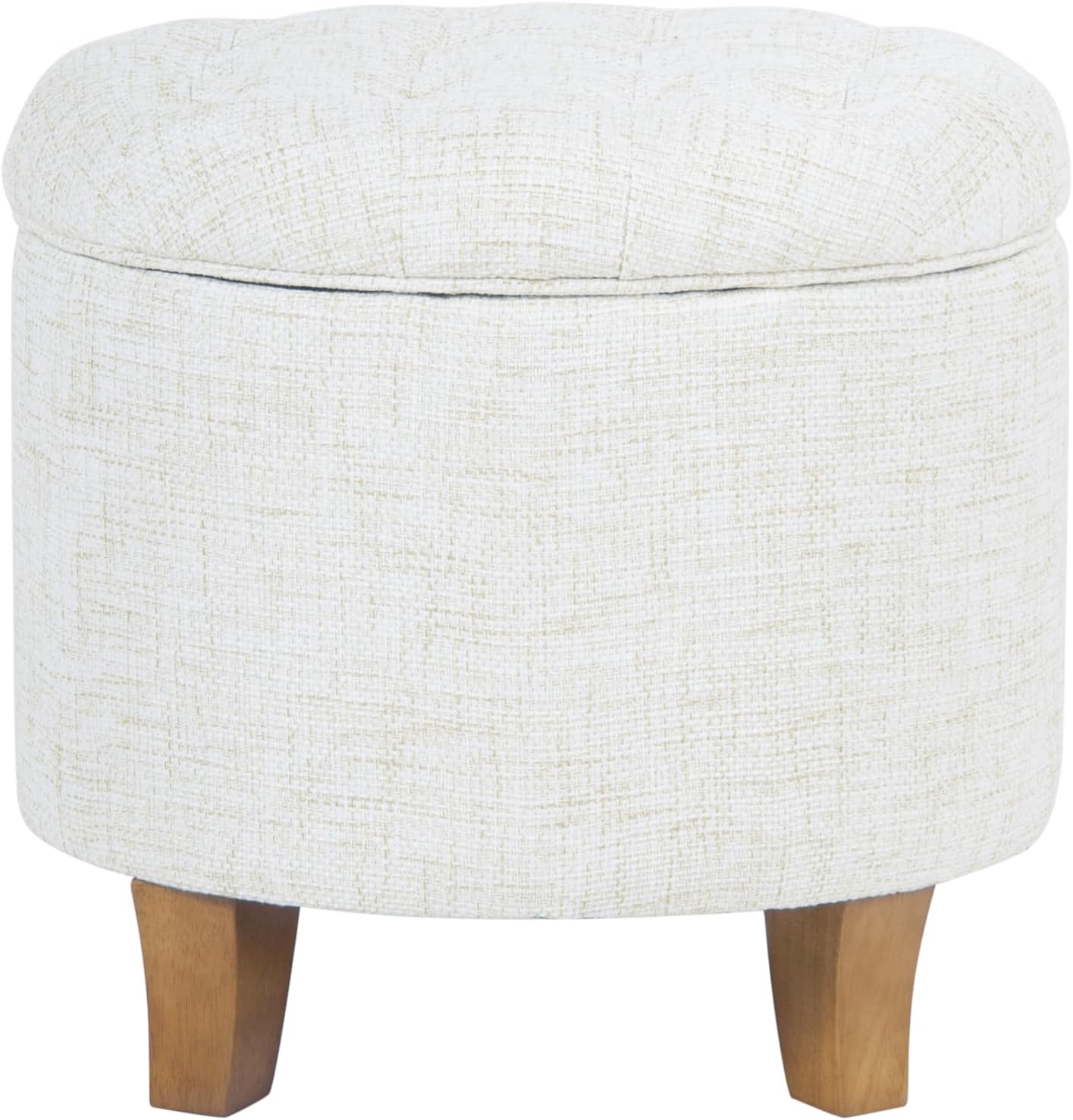 Upholstered Round Tufted Foot Rest Ottoman with Storage Solution