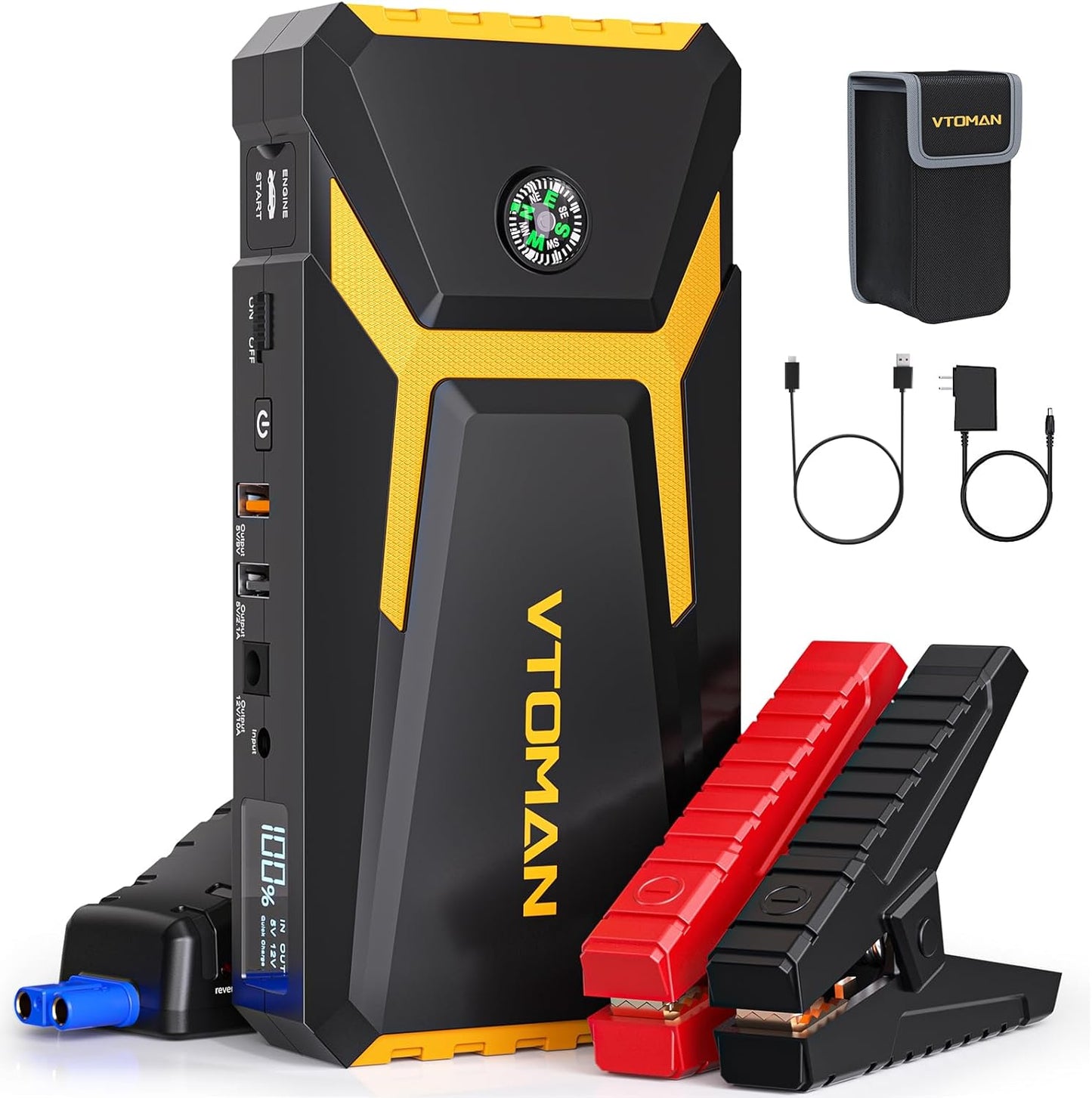 VTOMAN V8 Pro 3000A Jump Starter: Power Up to 8.5L Gas & 6.5L Diesel Engines!
