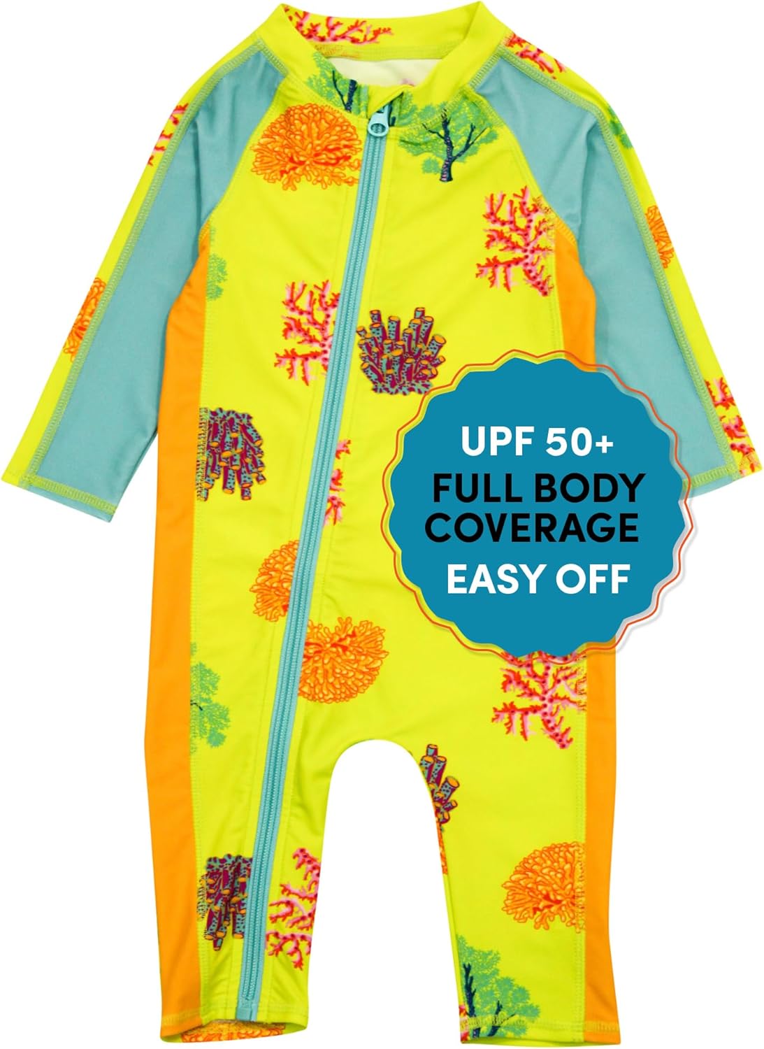 SwimZip Girls' Long-Sleeve UPF 50+ Swimsuit for Sun Safety