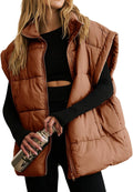 Women's Quilted Puffer Vest Stand Collar - Lightweight Warm Fit
