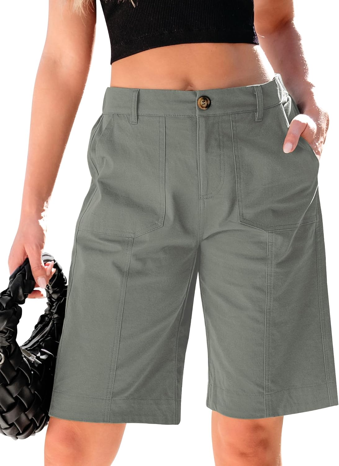 Luvamia Bermuda Shorts for Women - Stylish Knee Length Chino