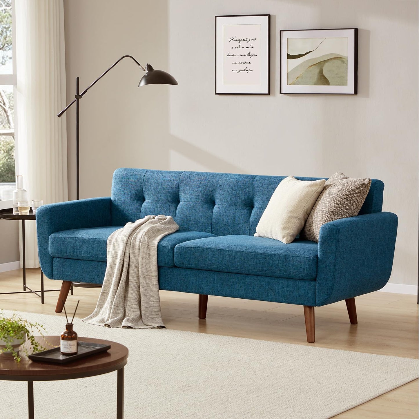 Spacious and Comfortable 77.2in Linen Sofa Couch for Living Room