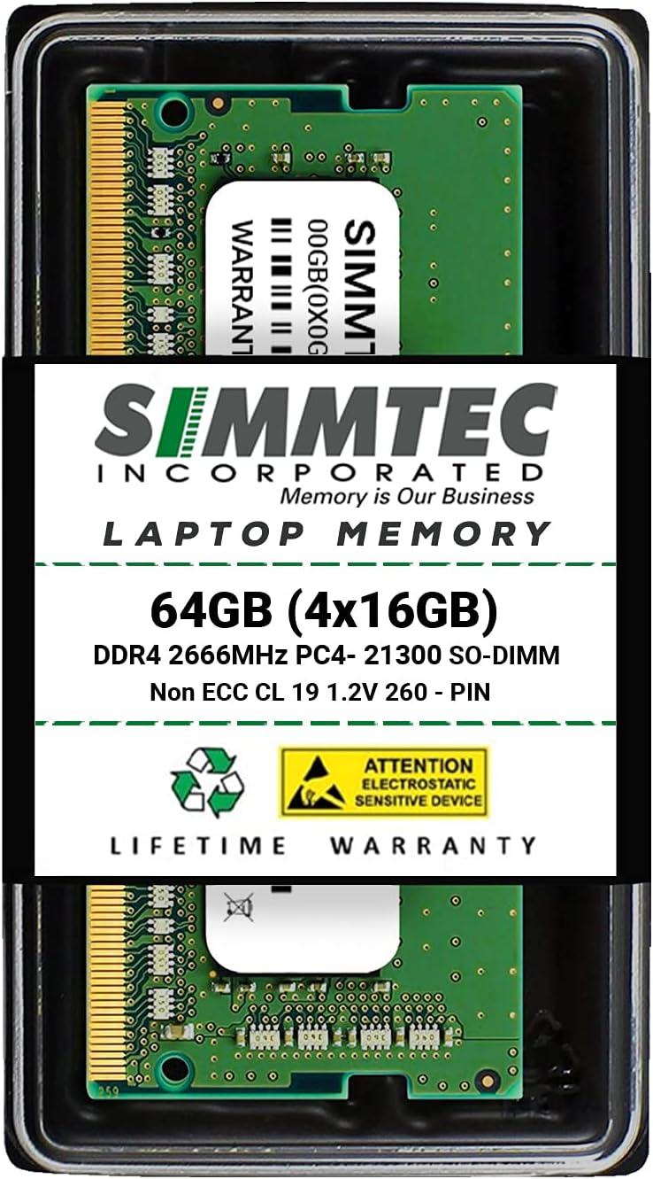 Simmtec RAM 64GB DDR4 2666MHz SODIMM Memory Upgrade Kit