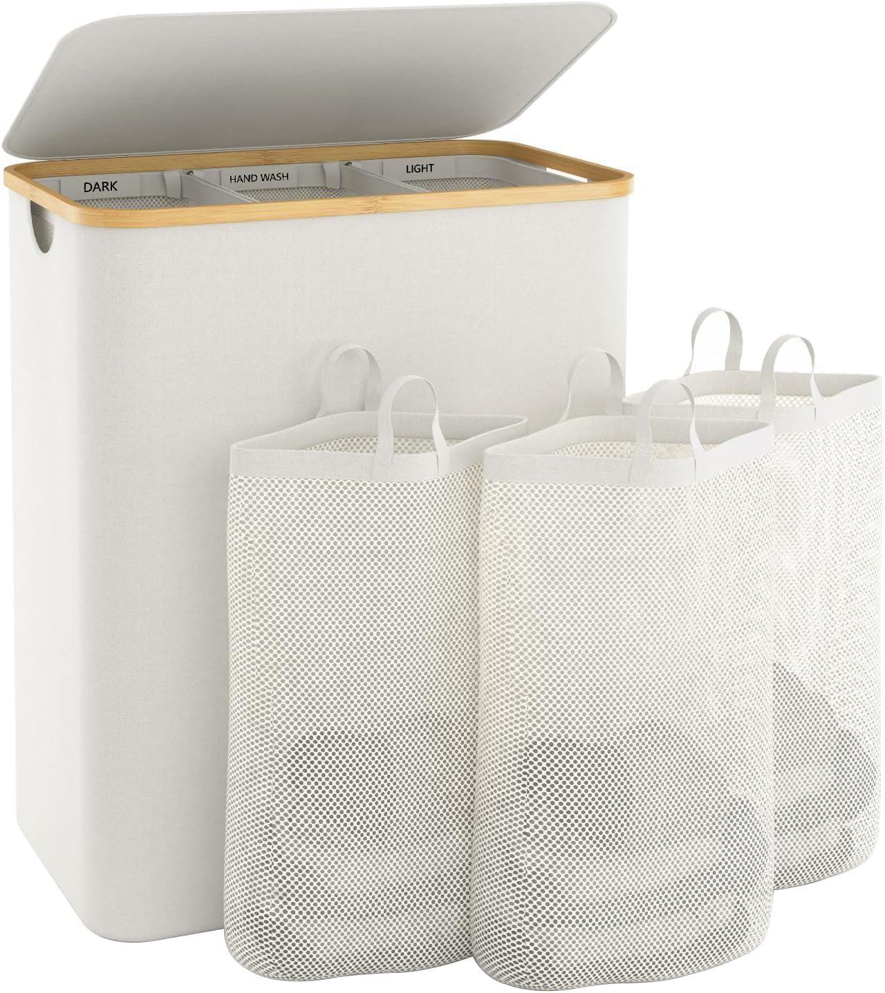 Extra Large 3 Section Laundry Basket with Lid for Easy Sorting
