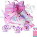 Girls Roller Skates for Kids Ages 3-12 - Adjustable Light Up Skates on