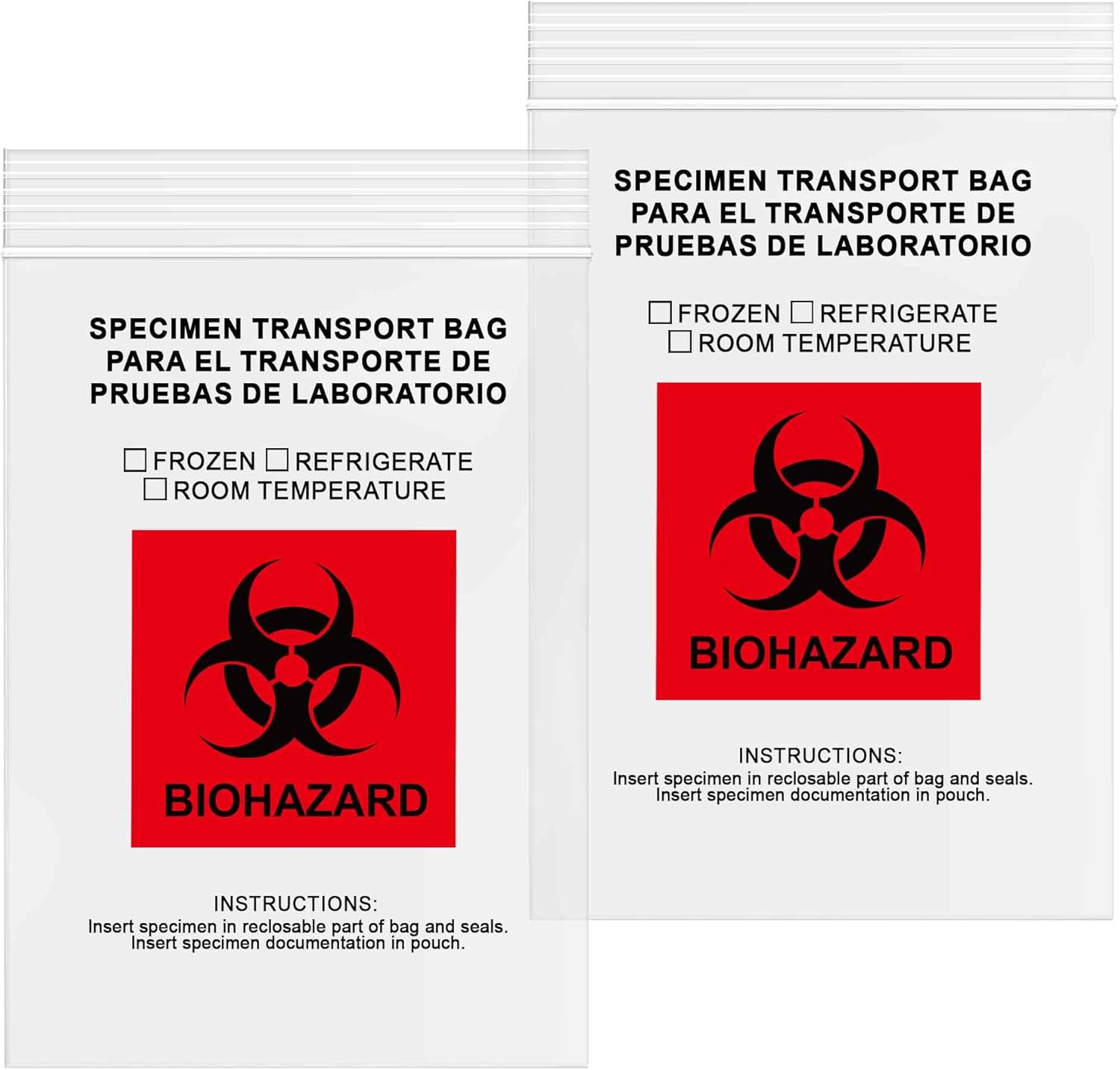 GPI Biohazard Specimen Zip Bags 4in x 6in 1000 Pack for Labs