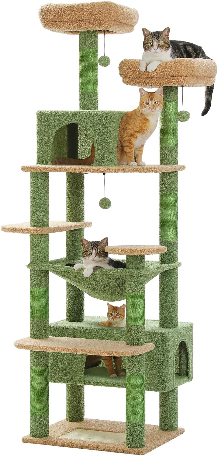 Large 72 Inch Cat Tree for Indoor Cats with Scratching Posts