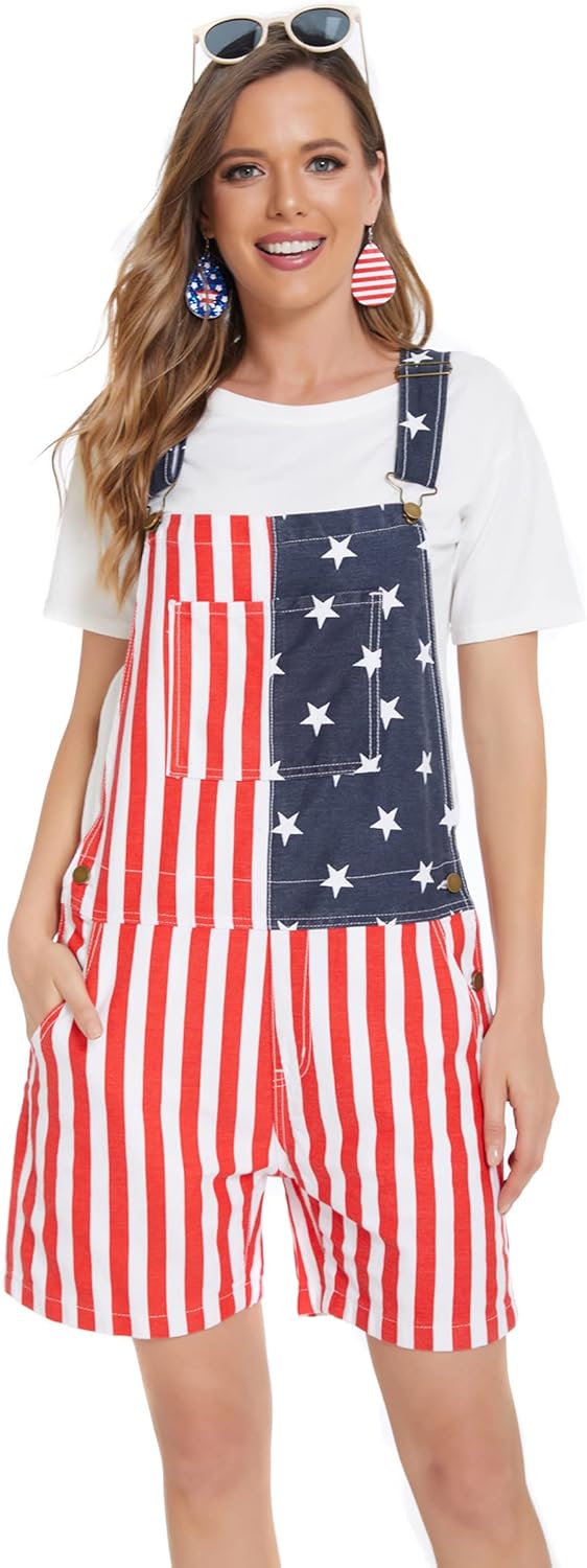 Unisex Printed Overalls Shorts Romper for Festivals and Work