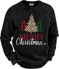 Mens Fleece-Lined Christmas Sweatshirt Raglan Vintage Graphic Pullover