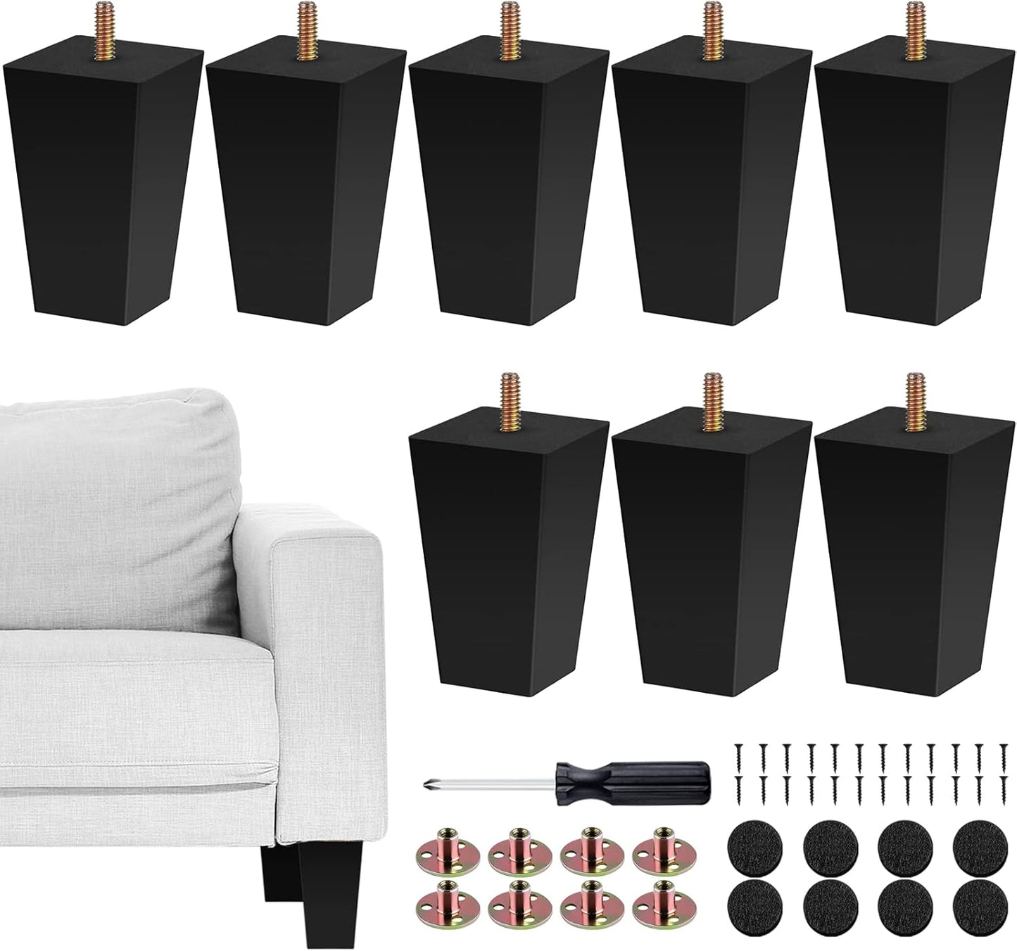 TURSTIN Set of 8 Solid Wood Furniture Legs for Stylish Updates