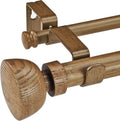 Faux Wood Style Curtain Rod Set 72-144 in - Adjustable Double Rod