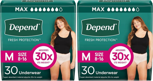 Depend Fresh Protection Incontinence Underwear for Women, Medium