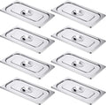 8 Pack Stainless Steel Hotel Pan Lids 1/3 Size - Durable Stackable