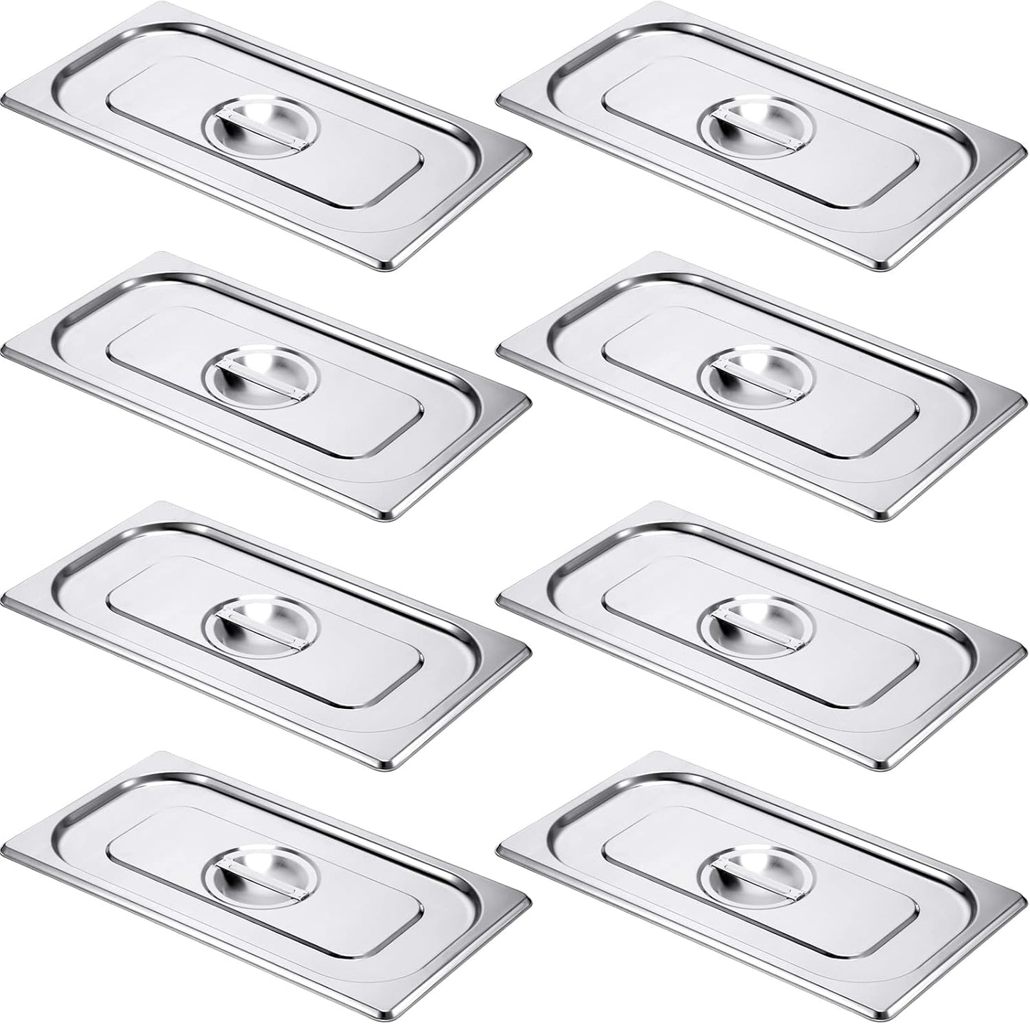 8 Pack Stainless Steel Hotel Pan Lids for Commercial Use