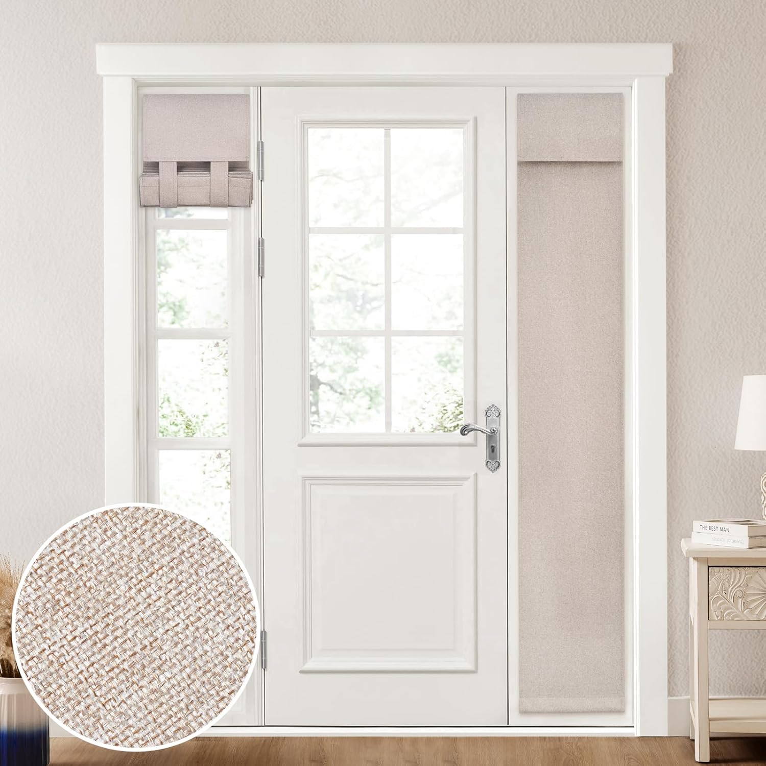 Thermal Linen Sidelight Curtain, W12 X L68 Inch