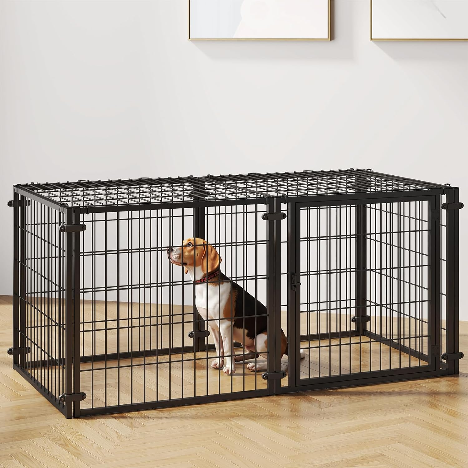 Durable 48 Inch Metal Wire Dog Crate for Indoor and Outdoor Use