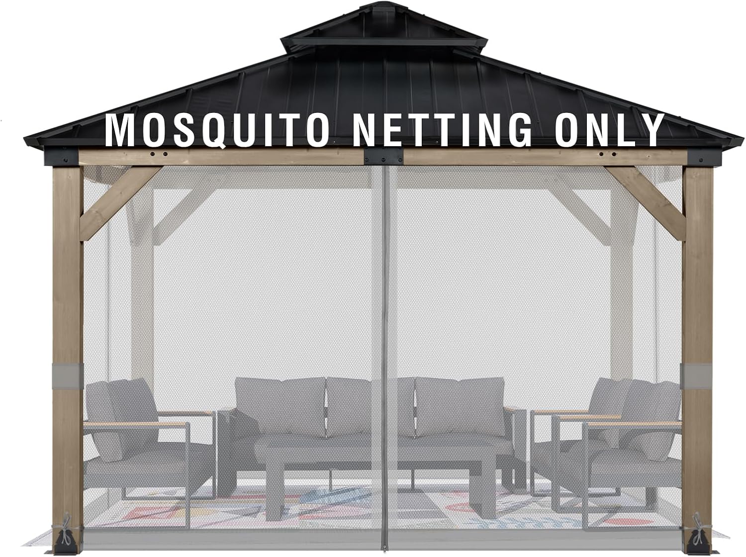 Aoodor Universal 10x10 ft Gazebo Mosquito Netting for Outdoor Use