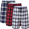 Men's Pajama Short 3-Pack Woven Cotton Plaid Sleepwear Shorts