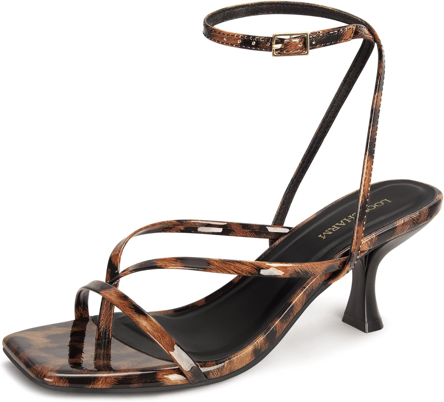Women's Kitten Heel Strappy Open Square Toe Thong Ankle Strap Heels