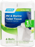 Camco RV Toilet Paper - Quick Dissolve, Septic Safe, Fragrance-Free