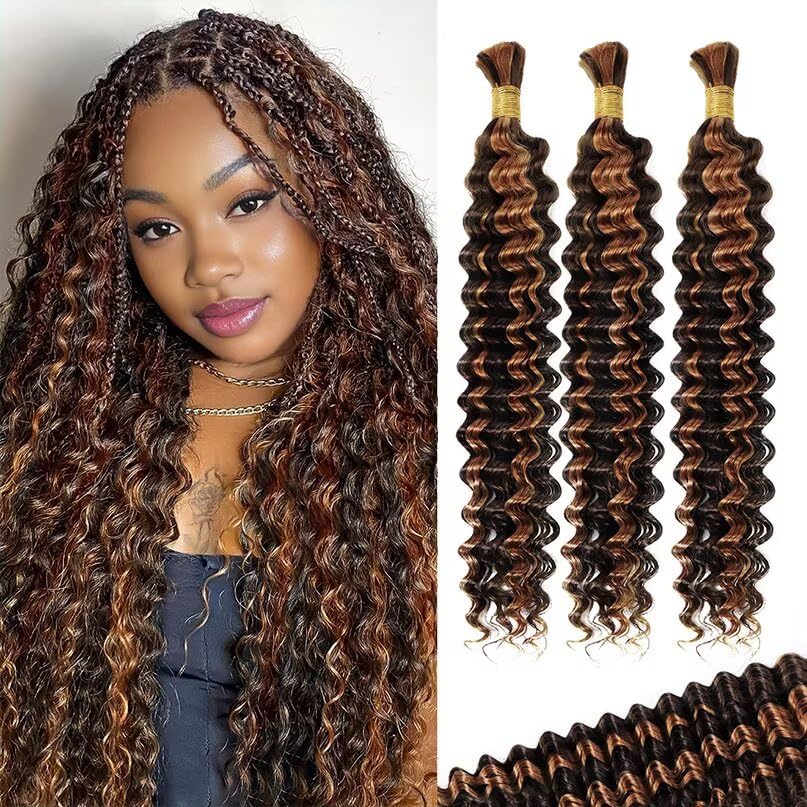 12A P4/30 Dark and Light Brown Human Braiding Hair for Boho Styles