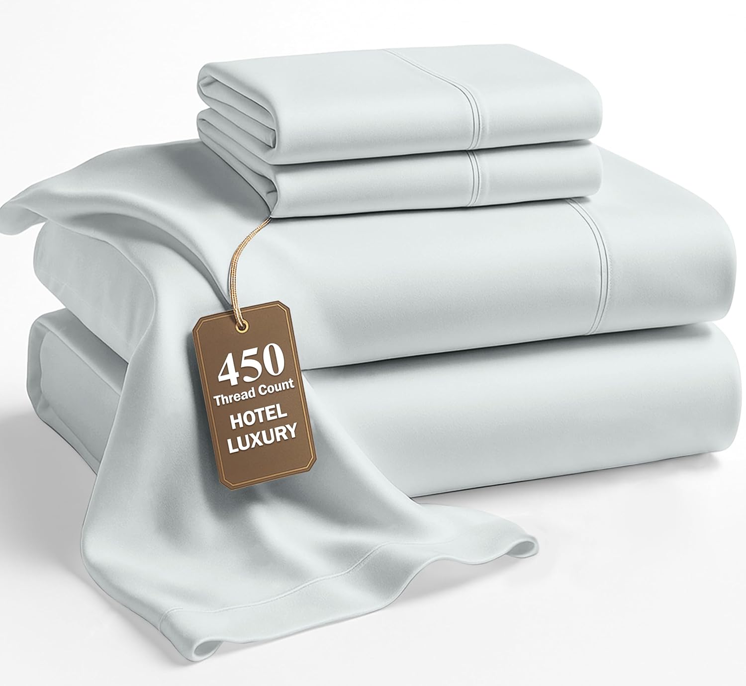 100% Cotton Bed Sheets Set for Queen Size with 450 Thread Count