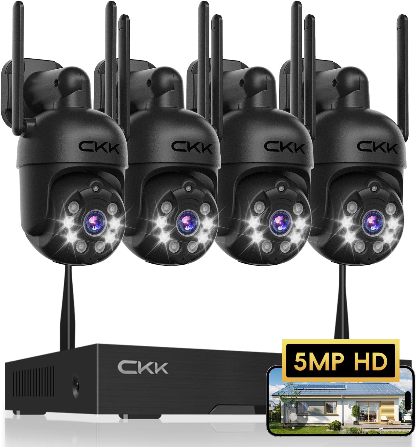 360 View 3K Wireless Security System with 5MP PTZ Cameras