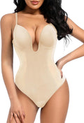Decorus Women's Low Back Shapewear Tummy Control Plunge Thong - Smooth