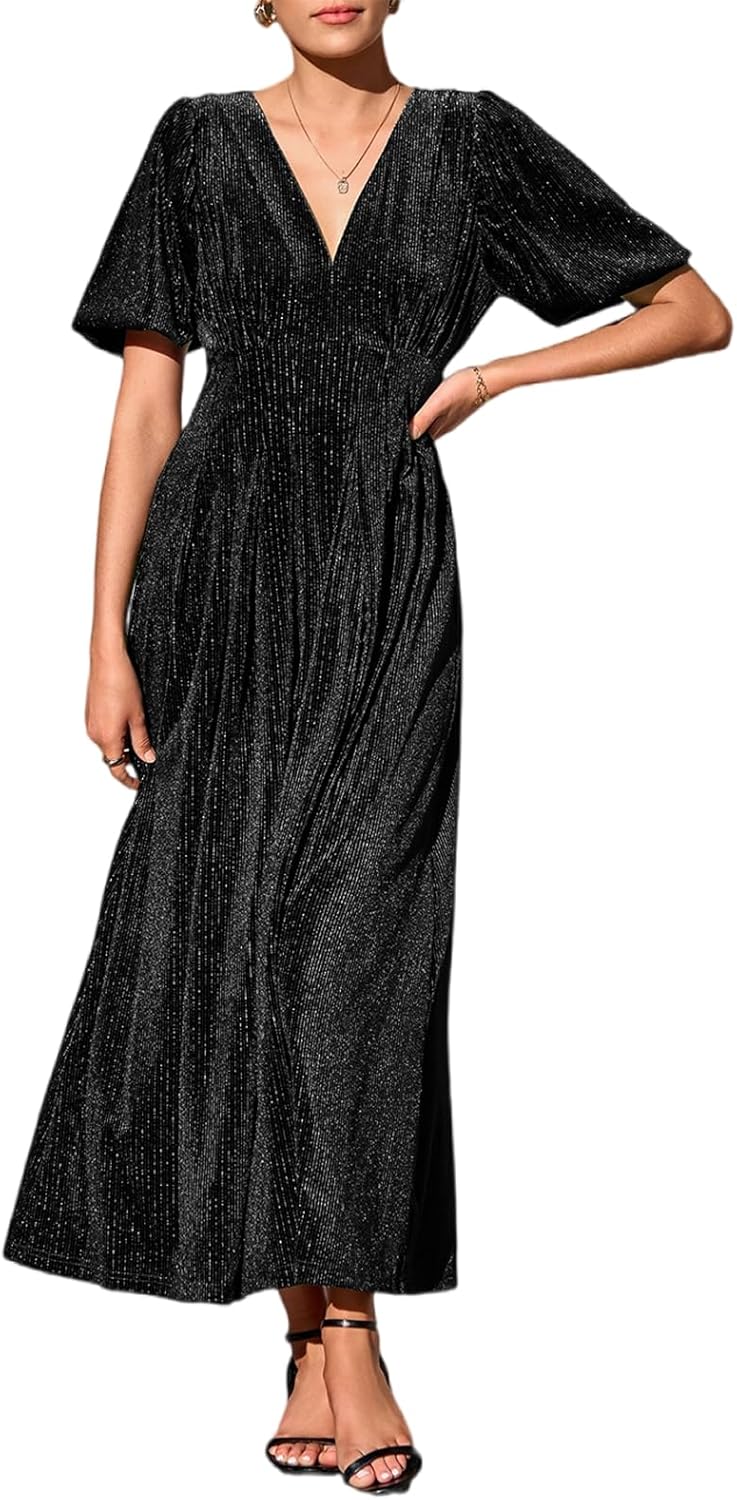Women's Velvet Maxi Dress for Formal Weddings and Events