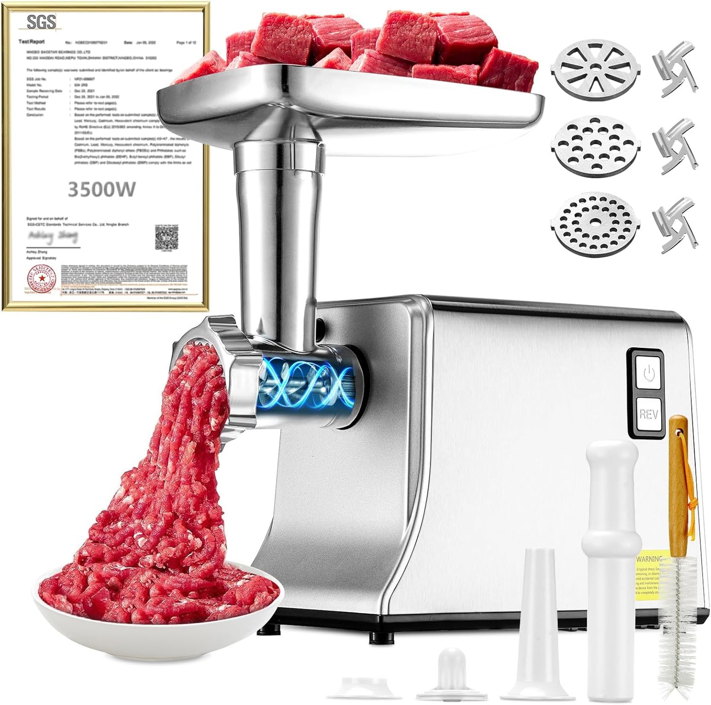 5.0 Upgrade Electric Meat Grinder with 3500W Super Motor