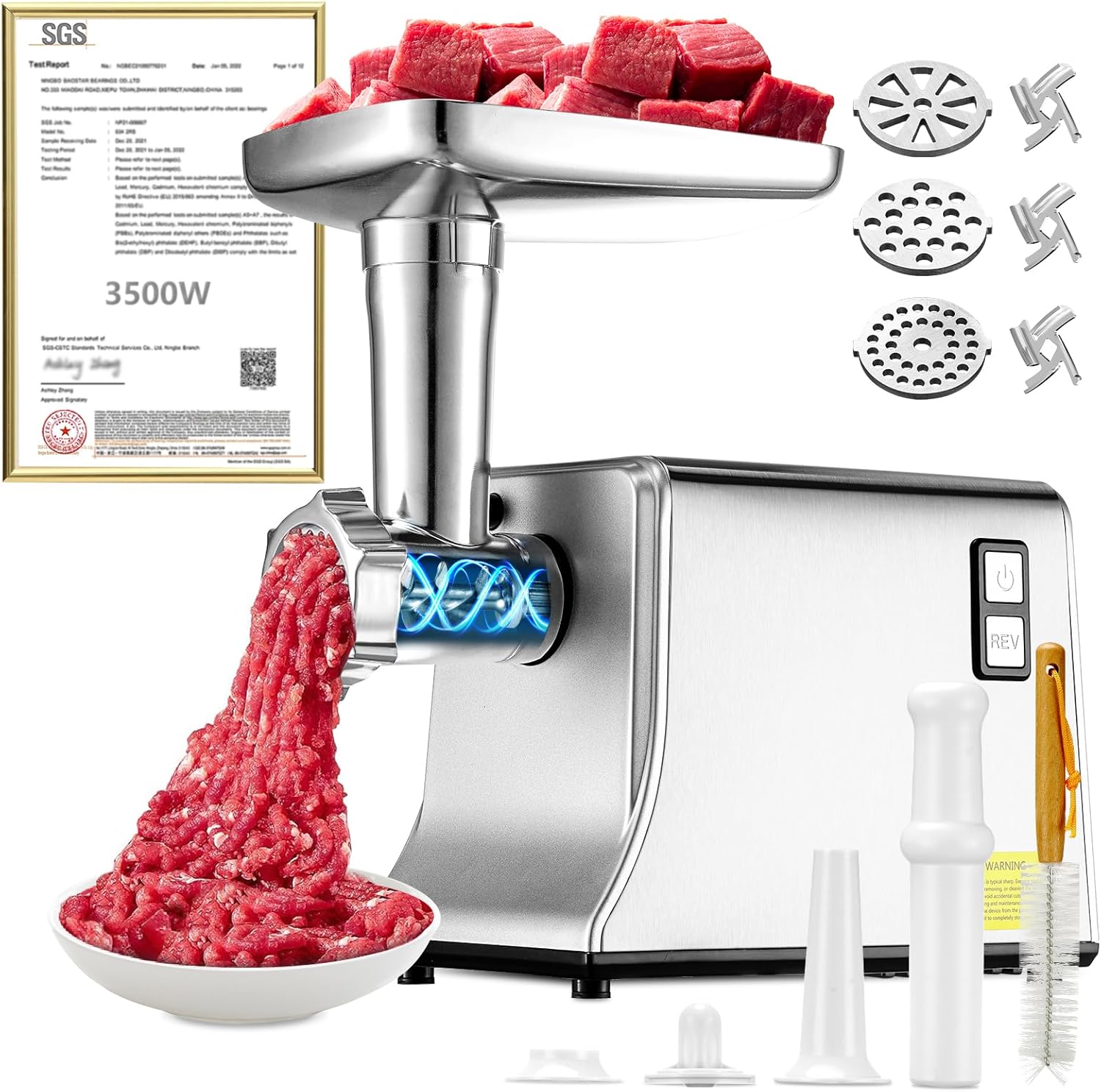 5.0 Upgrade Electric Meat Grinder with 3500W Super Motor