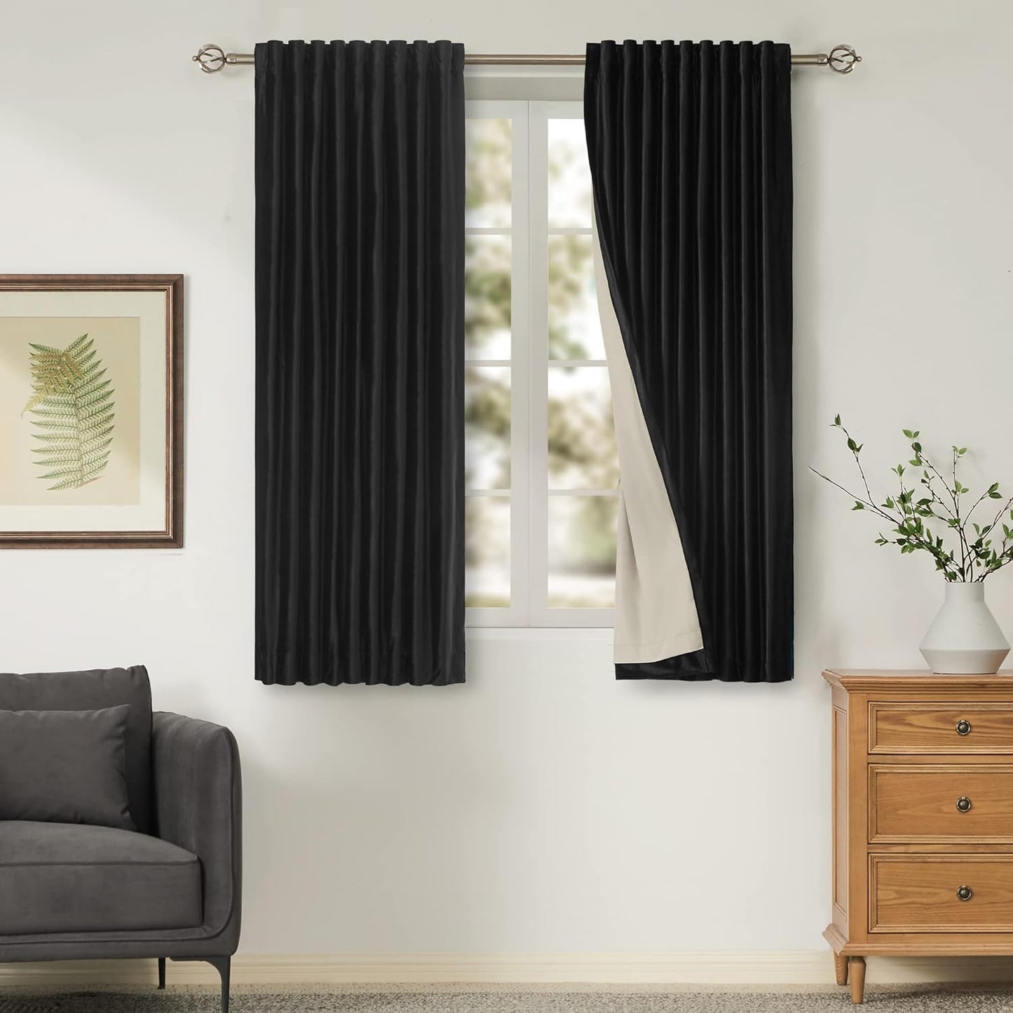 Blackout Plush Velvet Curtains 63 inch Long for Bedroom Decor