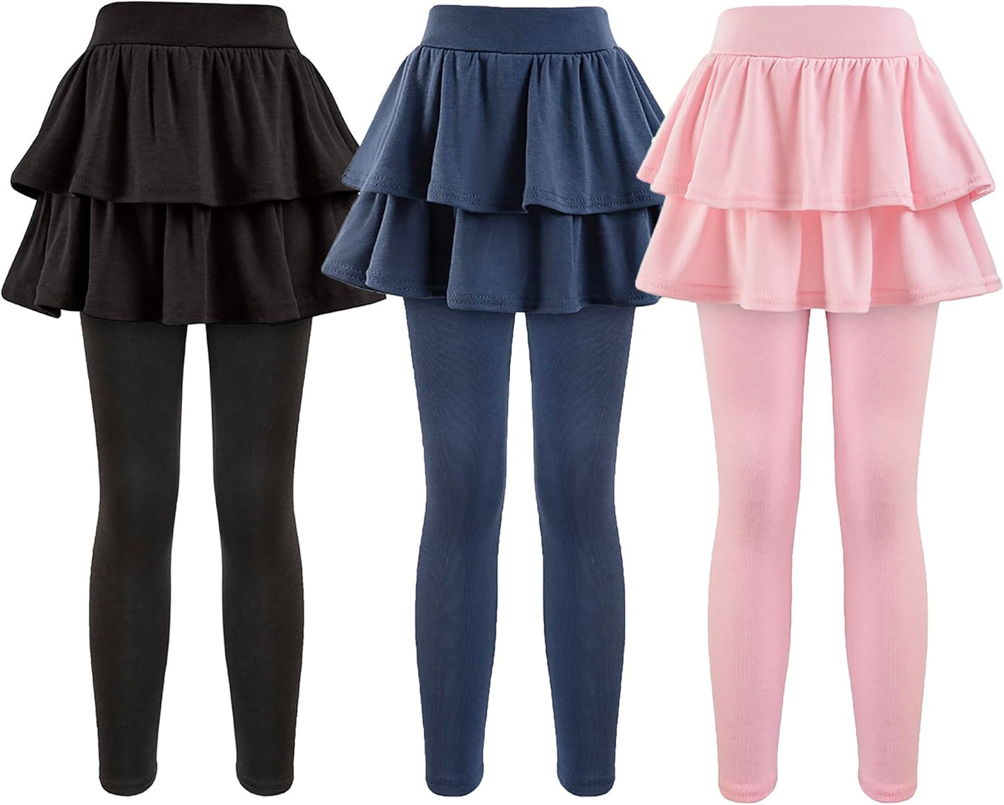 Girls School Uniform Pants Leggings with Skirts for Ages 4-12