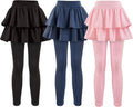 Girls School Uniform Pants Leggings with Skirt Combo - 3 Pack