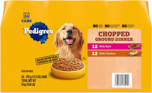 Pedigree Chopped Ground Dinner Wet Dog Food Chicken & Beef Pack