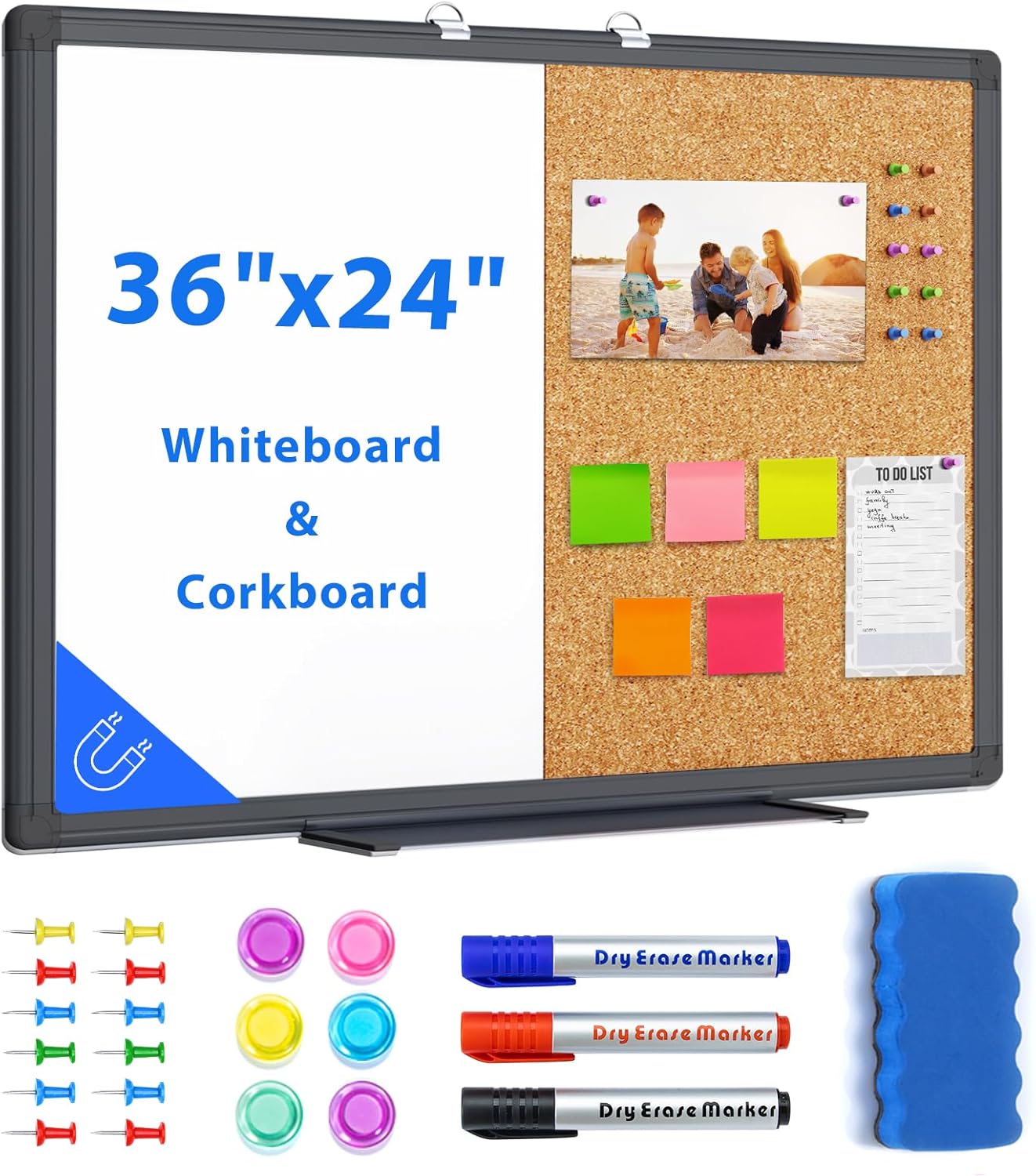 Combination Board 36 x 24 Magnetic Whiteboard & Cork Board