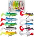 Soft Plastic Lure Kit 10Pcs Pre-rigged Bass Bait - Lifelike Paddle