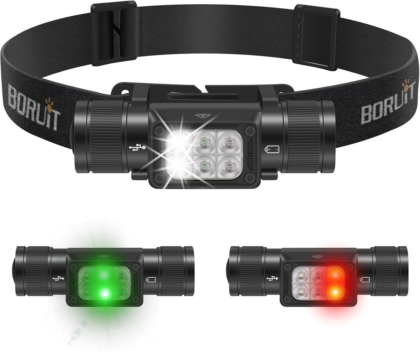 BORUIT HP360 LED Rechargeable Headlamp for Outdoor Activities
